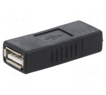 Adapter | USB 2.0 | USB A socket,both sides | gold-plated | black