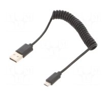 Cable | coiled,USB 2.0 | USB A plug,USB B micro plug | gold-plated