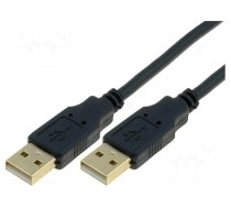 Cable | USB 2.0 | USB A plug,both sides | gold-plated | 1.8m | black