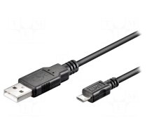 Cable | USB 2.0 | USB A plug,USB B micro plug | 1.8m | black | Core: Cu