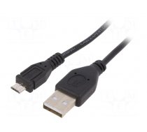 Cable | USB 2.0 | USB A plug,USB B micro plug | gold-plated | 0.5m