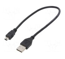 Cable | USB 2.0 | USB A plug,USB B mini plug | gold-plated | 0.3m