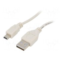 Cable | USB 2.0 | USB A plug,USB B mini plug | gold-plated | 0.9m