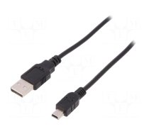 Cable | USB 2.0 | USB A plug,USB B mini plug | nickel plated | 1.8m