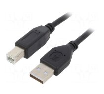 Cable | USB 2.0 | USB A plug,USB B plug | gold-plated | 4.5m | black