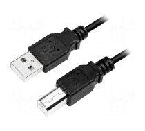 Cable | USB 2.0 | USB A plug,USB B plug | nickel plated | 3m | black