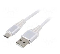 Cable | USB 2.0 | USB A plug,USB C plug | gold-plated | 2m | white