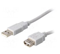 Cable | USB 2.0 | USB A socket,USB A plug | 1.8m | grey | Core: CCA