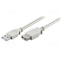 Cable | USB 2.0 | USB A socket,USB A plug | 1.8m | grey | 480Mbps