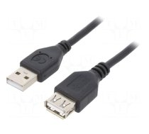 Cable | USB 2.0 | USB A socket,USB A plug | gold-plated | 4.5m | black