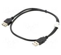 Cable | USB 2.0 | USB A socket,USB A plug | gold-plated | 0.7m | black