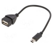 Cable | USB 2.0 | USB A socket,USB B mini plug | 0.15m | black | PVC