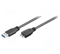 Cable | USB 3.0 | USB A plug,USB B micro plug | 1.8m | black | 5Gbps