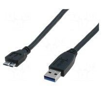 Cable | USB 3.0 | USB A plug,USB B micro plug | nickel plated | 1m