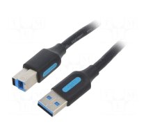 Cable | USB 3.0 | USB A plug,USB B plug | nickel plated | 0.5m | black