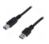 Cable | USB 3.0 | USB A plug,USB B plug | nickel plated | 1m | black