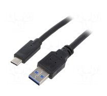 Cable | USB 3.0 | USB A plug,USB C plug | gold-plated | 1.8m | black