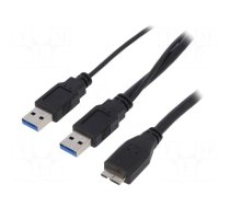 Cable | USB 3.0 | USB A plug x2,USB B micro plug | nickel plated