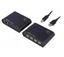 USB extender | USB 2.0 | black | Cat: 5e,6 | 50m