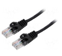 Patch cord | U/UTP | 5e | stranded | CCA | PVC | black | 1.5m | 26AWG | 1pcs.