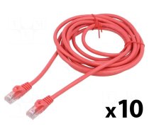 Patch cord | U/UTP | 6 | stranded | CCA | PVC | red | 3m | 26AWG | Cores: 8