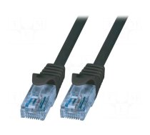 Patch cord | U/UTP | 6a | stranded | CCA | PVC | black | 250mm | 26AWG