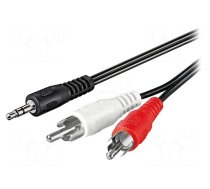 Cable | Jack 3.5mm 3pin plug,RCA plug x2 | 1.5m | black