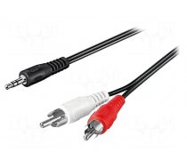 Cable | Jack 3.5mm 3pin plug,RCA plug x2 | 0.5m | black | shielded