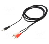 Cable | Jack 3.5mm plug,RCA plug x2 | 3m | black | PVC