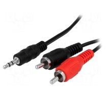 Cable | Jack 3.5mm plug,RCA plug x2 | 3m | black