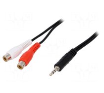 Cable | Jack 3.5mm plug,RCA socket x2 | 1.5m | black