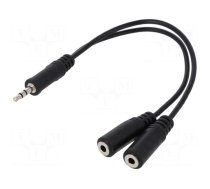 Cable | Jack 3.5mm socket x2,Jack 3.5mm plug | 200mm | black