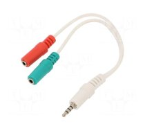 Cable | Jack 3,5mm 4pin plug,Jack 3.5mm socket x2 | 0.2m | white