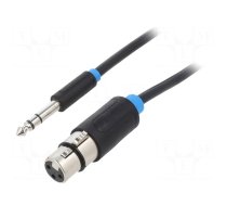 Cable | Jack 6,3mm plug,XLR female 3pin | 10m | black | Øcable: 6mm