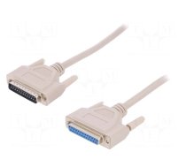 Cable | D-Sub 25pin socket,D-Sub 25pin plug | 10m | beige | Core: Cu