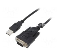 USB to RS232 converter | D-Sub 9pin plug,USB A plug | 1.5m | black