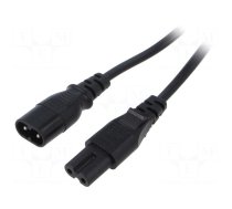 Cable | 2x0.75mm2 | IEC C7 female,IEC C8 male | PVC | 1m | black | 2.5A