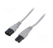 Cable | 2x0.75mm2 | IEC C7 female,IEC C8 male | PVC | 1m | grey | 2.5A