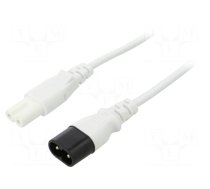 Cable | 2x0.75mm2 | IEC C7 female,IEC C8 male | PVC | 1m | white | 2.5A