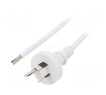 Cable | 3x0.75mm2 | AS/NZS 3112 (I) plug,wires | PVC | 1m | white | 10A