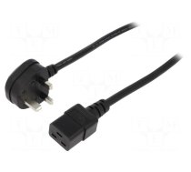 Cable | 3x1.5mm2 | BS 1363 (G) plug,IEC C19 female | PVC | 1m | black