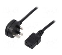 Cable | 3x1.5mm2 | BS 1363 (G) plug,IEC C19 female | PVC | 2m | black