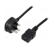 Cable | 3x1.5mm2 | BS 1363 (G) plug,IEC C19 female | PVC | 5m | black