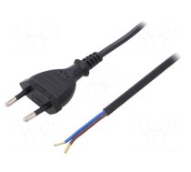 Cable | 2x0.75mm2 | CEE 7/16 (C) plug,wires | PVC | 1m | black | 2.5A