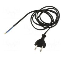 Cable | 2x0.75mm2 | CEE 7/16 (C) plug,wires | PVC | 1.5m | black | 2.5A