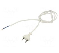 Cable | 2x0.75mm2 | CEE 7/16 (C) plug,wires | PVC | 1.5m | white | 2.5A