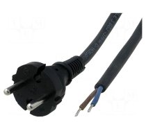 Cable | 2x0.75mm2 | CEE 7/17 (C) plug,wires | rubber | Len: 1.5m | 10A