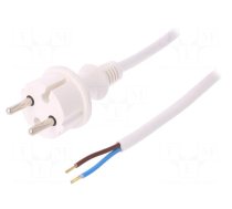 Cable | 2x1.5mm2 | CEE 7/17 (C) plug,wires | PVC | 1.5m | white | 16A