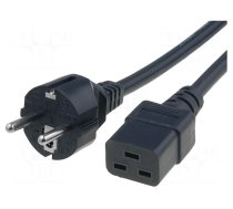 Cable | 3x1mm2 | CEE 7/7 (E/F) plug,IEC C19 female | PVC | 2m | black