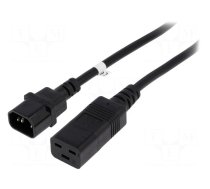 Cable | 3x1.5mm2 | IEC C14 male,IEC C19 female | 2m | black | 10A | 250V